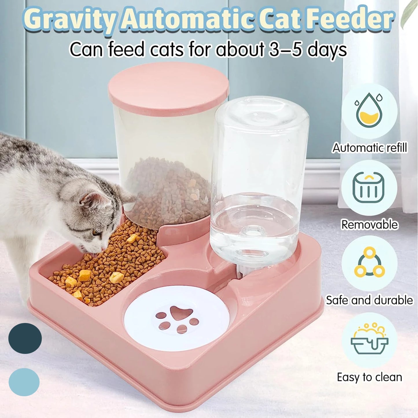 Sistema Automatico 2-in-1 per Cibo e Acqua: Pratico e Innovativo per il Tuo Gatto! 💧