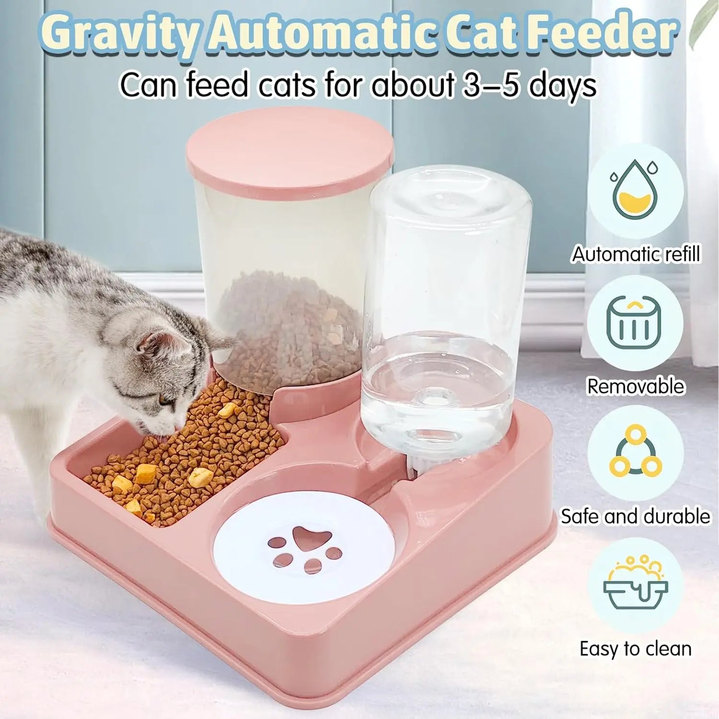 Sistema Automatico 2-in-1 per Cibo e Acqua: Pratico e Innovativo per il Tuo Gatto! 💧