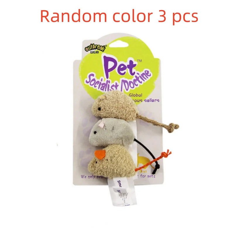 Cat Toys 3 Plush Mice Simulation Mouse for Cats