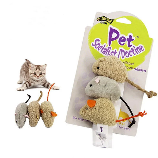 Giocattoli per Gatti 3 topi in Peluche Simulazione Topo per Gatti