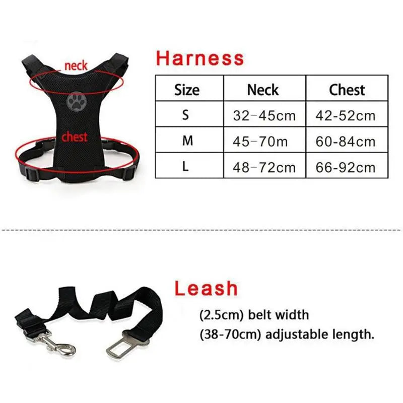 Dog Harness and Leash with Car Seat Belt