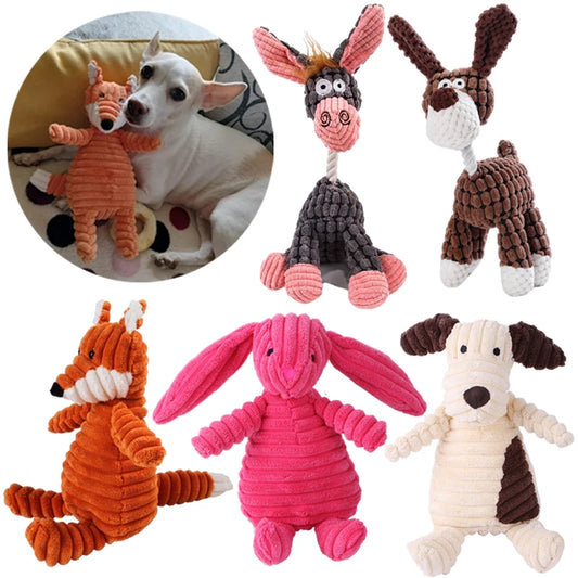 Giocattolo da masticare per cani in peluche, resistente all'usura e con squeak