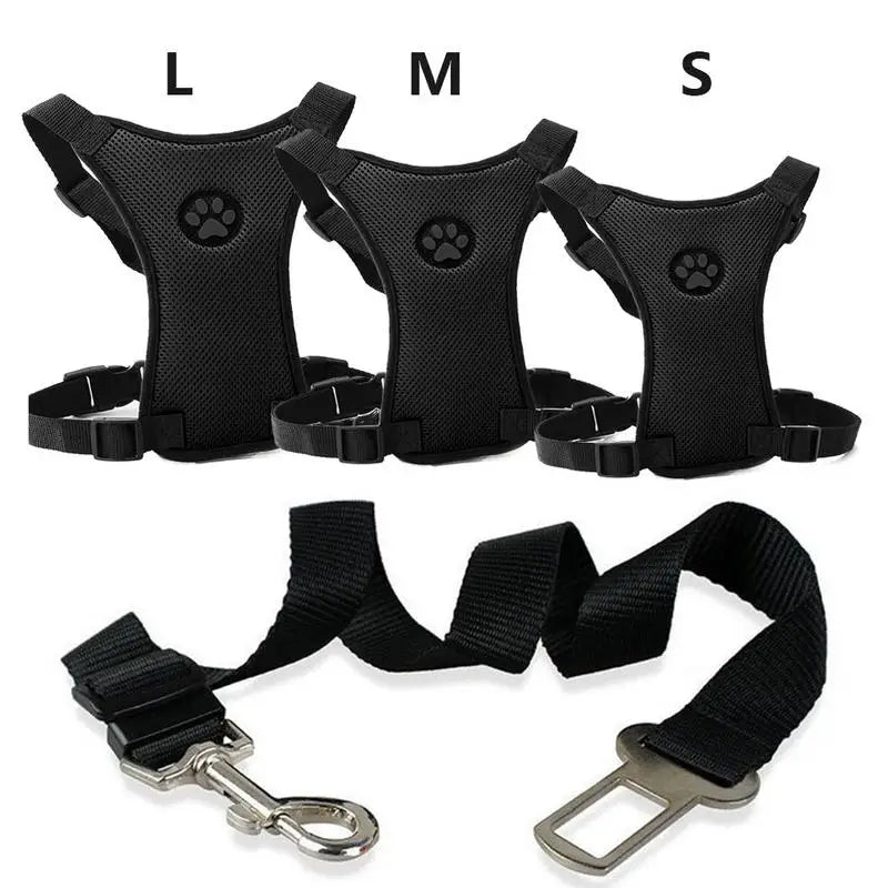 Dog Harness and Leash with Car Seat Belt