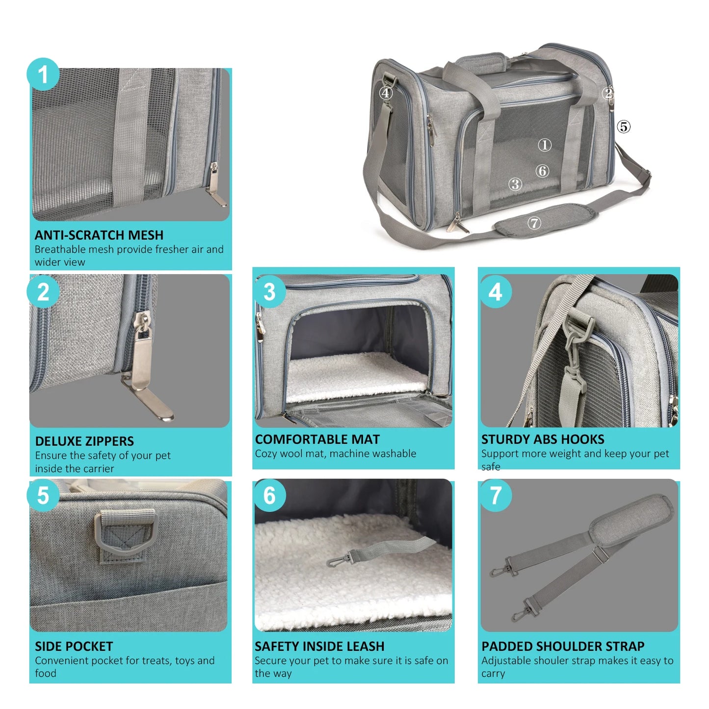 Soft Pet Carrier Bag for Dogs and Cats - Travel in Style and Comfort! side backpack