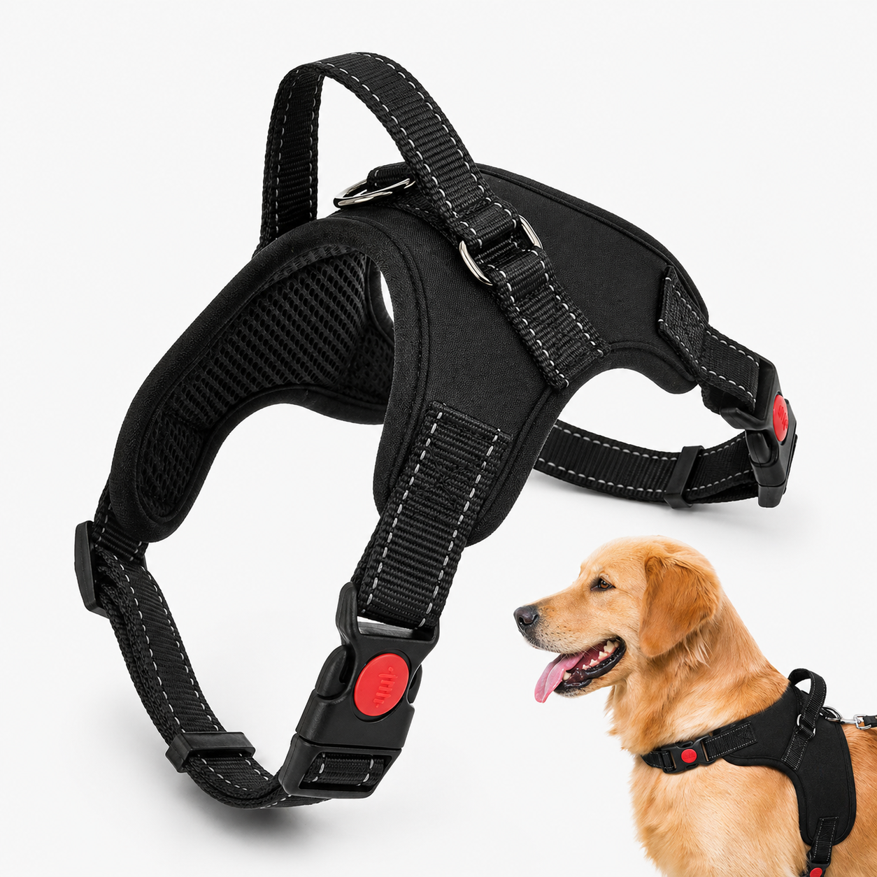 Pettorina imbracatura regolabile per cane nera immagine